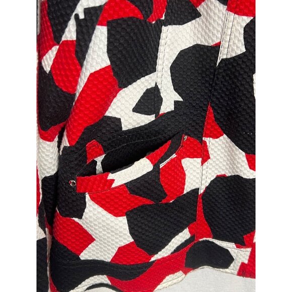 Chicos Victory Red Black White Abstract Jacket Size 3/XL Cotton Blend Boho flaw - Picture 5 of 16